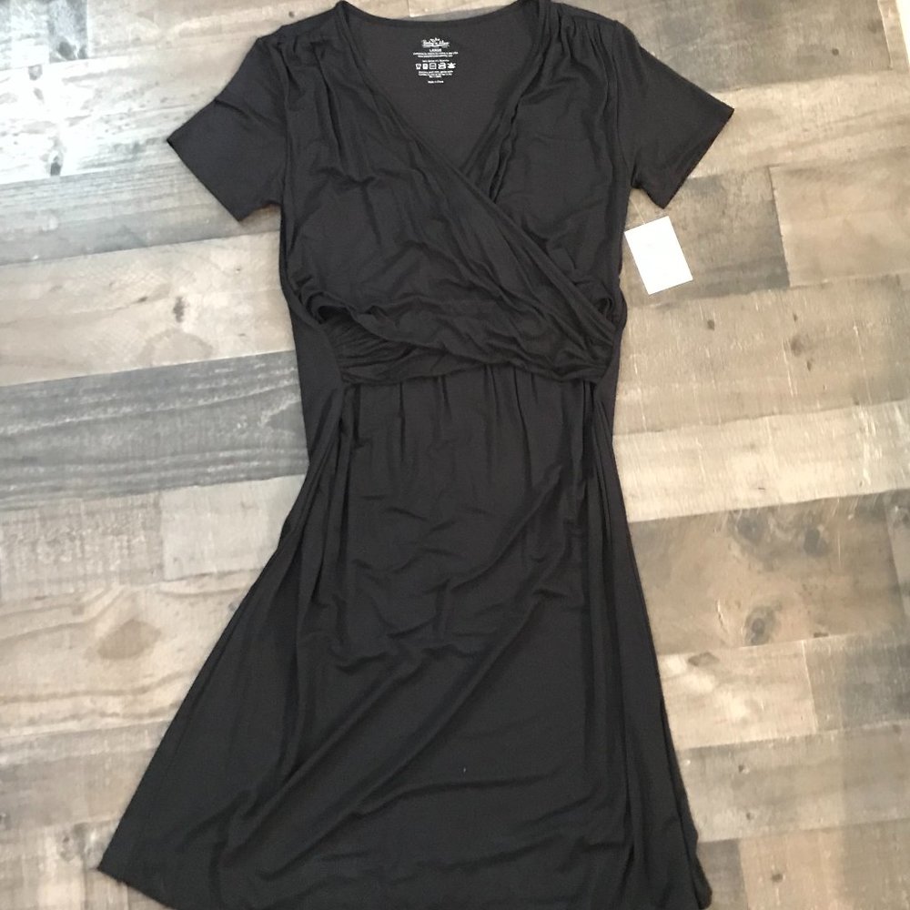 Baby be Mine Black Ultra Soft Wrap Front Nursing Gown